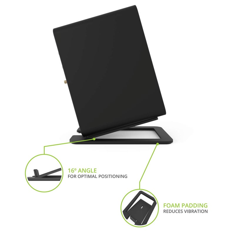 Kanto S6 Tilted Desktop Speaker Stands for Large Bookshelf Speakers & Full-Size 5â€-7â€ Studio Monitors | Supports 20 lbs | Damping Foam Padding | Â¼â€-20 Mounting | Pair | Black - Image 3